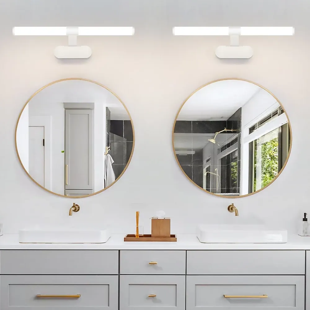 Miroir Grossissant Lumineux|Nettlife Lampe de miroir LED 40CM 6W Etanche IP44 Moderne Blanc Neutre 4000K Blanc