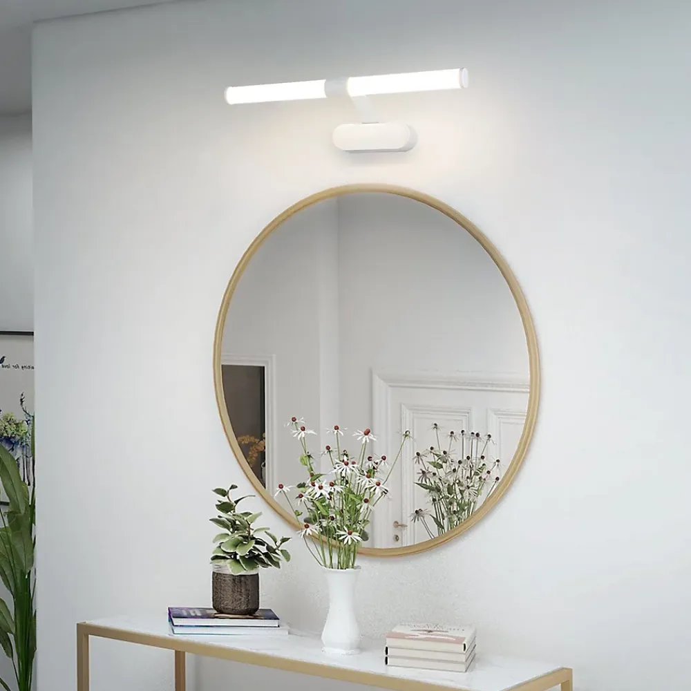 Miroir Grossissant Lumineux|Nettlife Lampe de miroir LED 40CM 6W Etanche IP44 Moderne Blanc Neutre 4000K Blanc