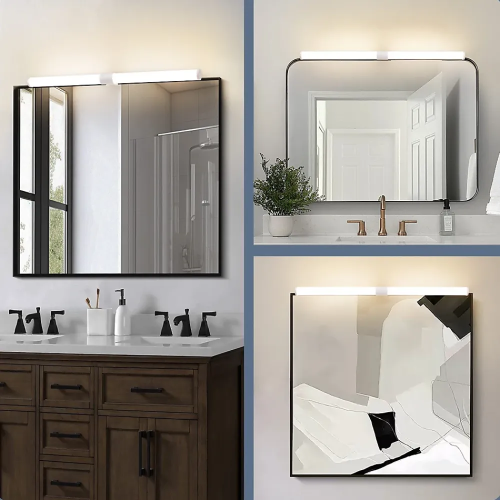 Miroir Lumineux|Nettlife Lampe de miroir de salle de bain LED 8W 60CM Lampe de salle de bain murale blanche à pince étanche IP44 4000K