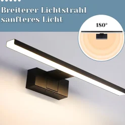 Nettlife Lampe Miroir LED IP44 6W 30cm Blanc Neutre 4000K Salle de Bain Noire