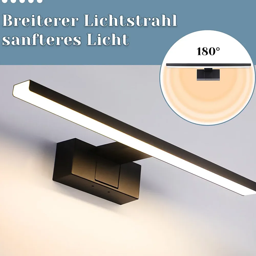 Nettlife Lampe Miroir LED IP44 6W 30cm Blanc Neutre 4000K Salle de Bain Noire