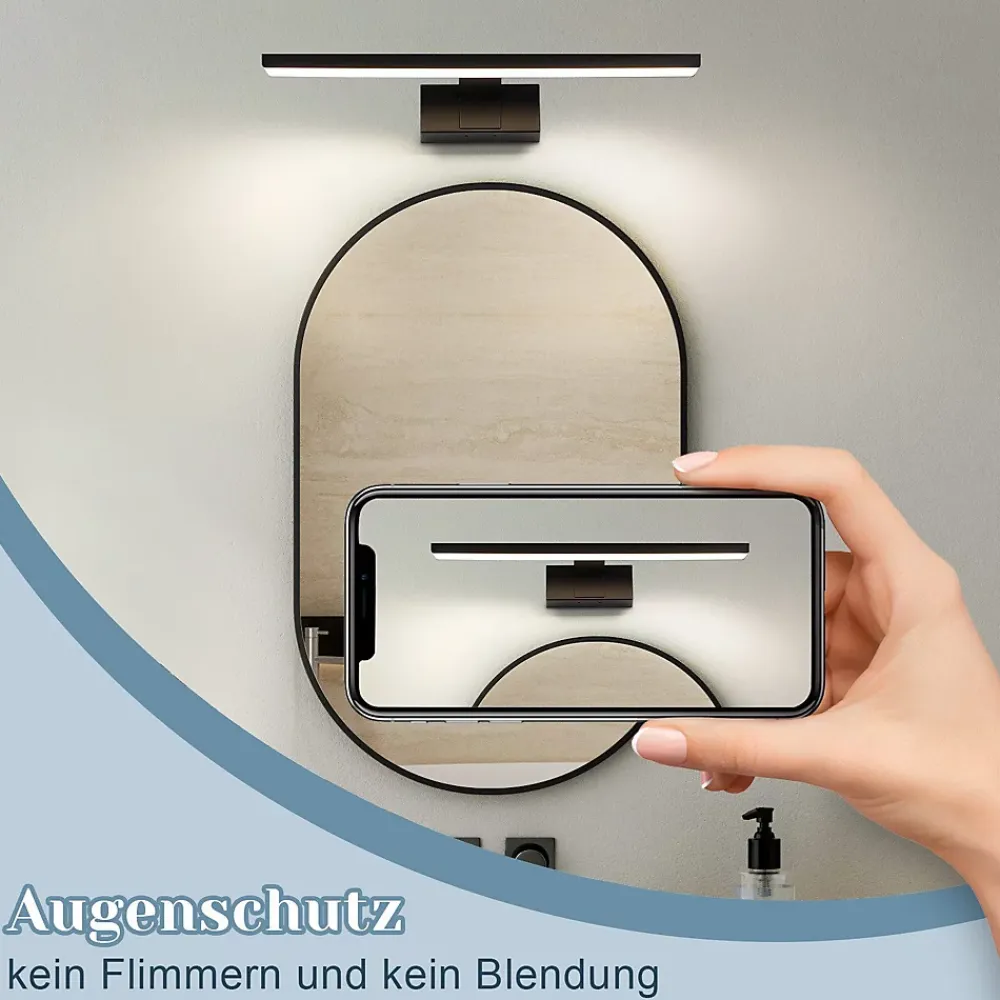 Nettlife Lampe Miroir LED IP44 6W 30cm Blanc Neutre 4000K Salle de Bain Noire