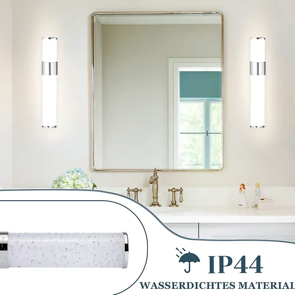 Miroir Grossissant Lumineux|Nettlife Lot 2 Lampes Miroir LED 6W 30CM IP44 Blanc Neutre 4000K Salle de Bain Chrome Moderne