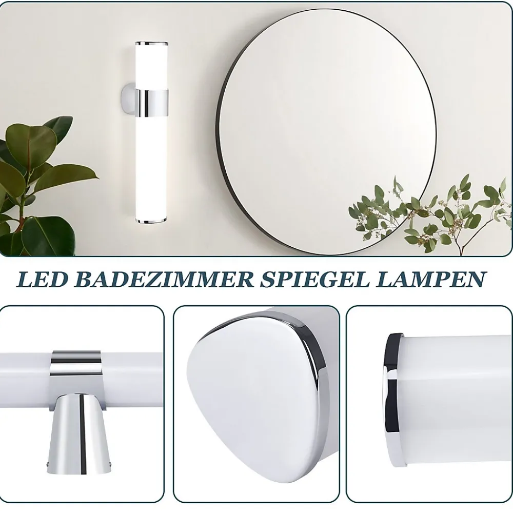 Miroir Grossissant Lumineux|Nettlife Lot 2 Lampes Miroir LED 6W 30CM IP44 Blanc Neutre 4000K Salle de Bain Chrome Moderne