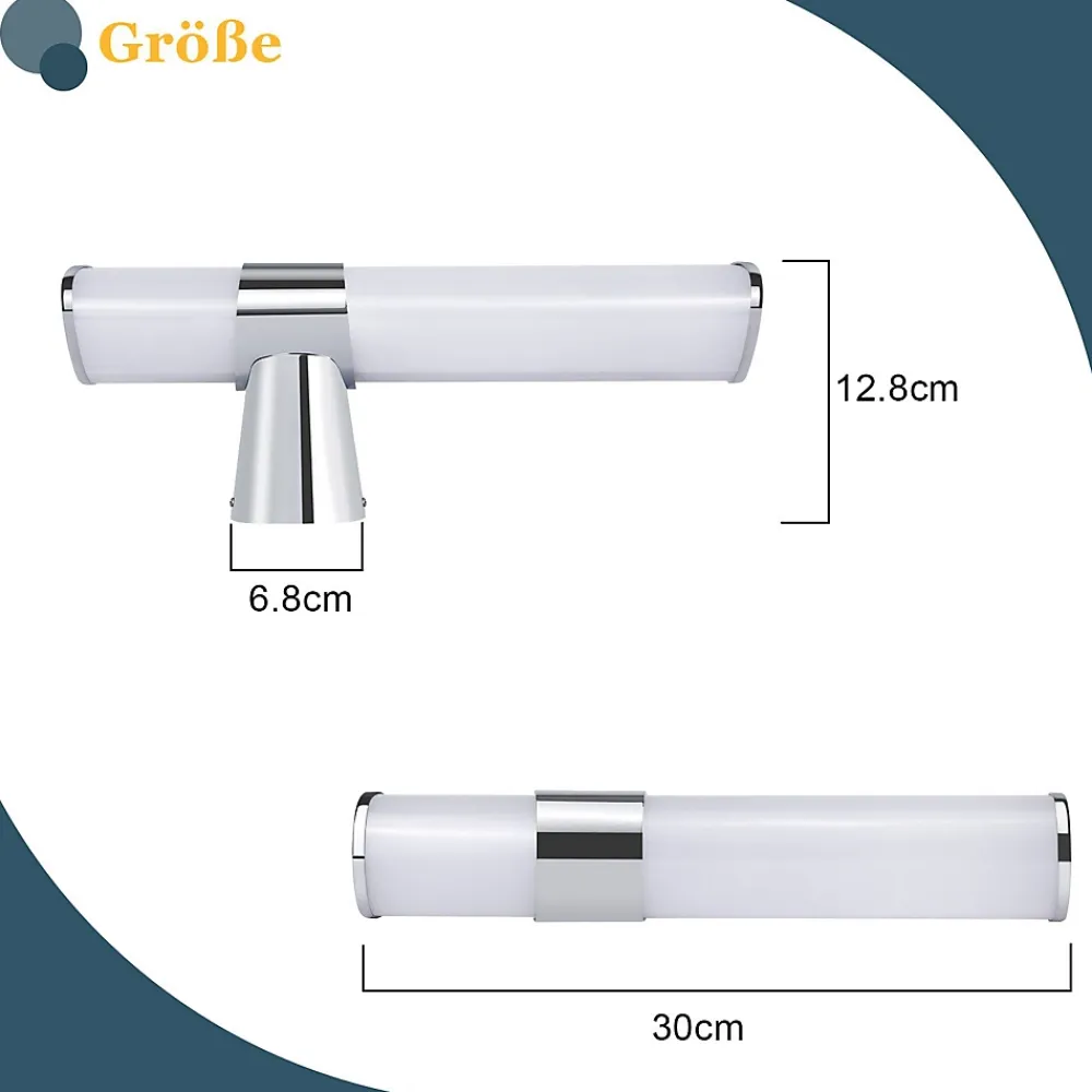 Miroir Grossissant Lumineux|Nettlife Lot 2 Lampes Miroir LED 6W 30CM IP44 Blanc Neutre 4000K Salle de Bain Chrome Moderne