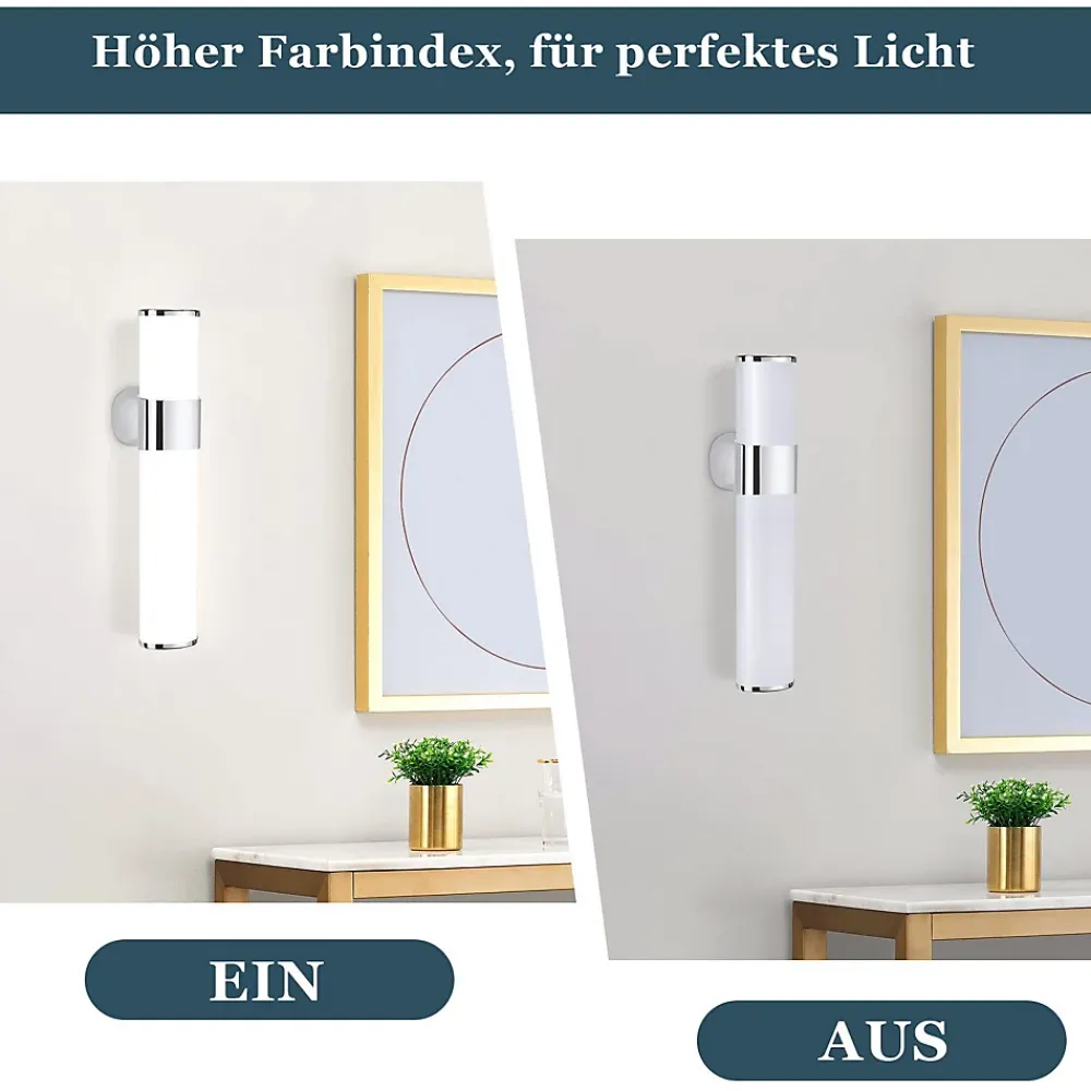 Miroir Grossissant Lumineux|Nettlife Lot 2 Lampes Miroir LED 6W 30CM IP44 Blanc Neutre 4000K Salle de Bain Chrome Moderne