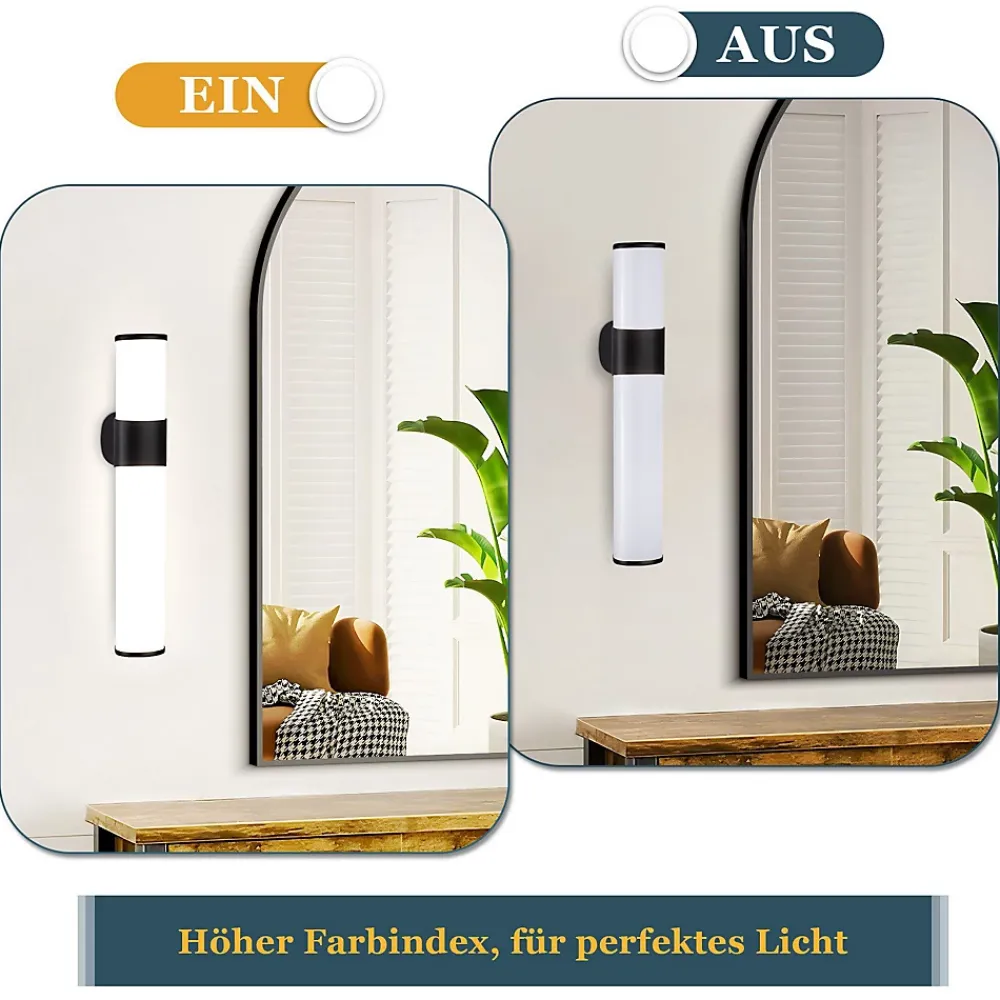 Nettlife Lot 2 Lampes Miroir LED 6W 30CM IP44 Blanc Neutre 4000K Salle de Bain Noire
