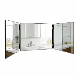 Nettlife Miroir de maquillage à hauteur réglable et design en trois parties Miroir plat et indéformable