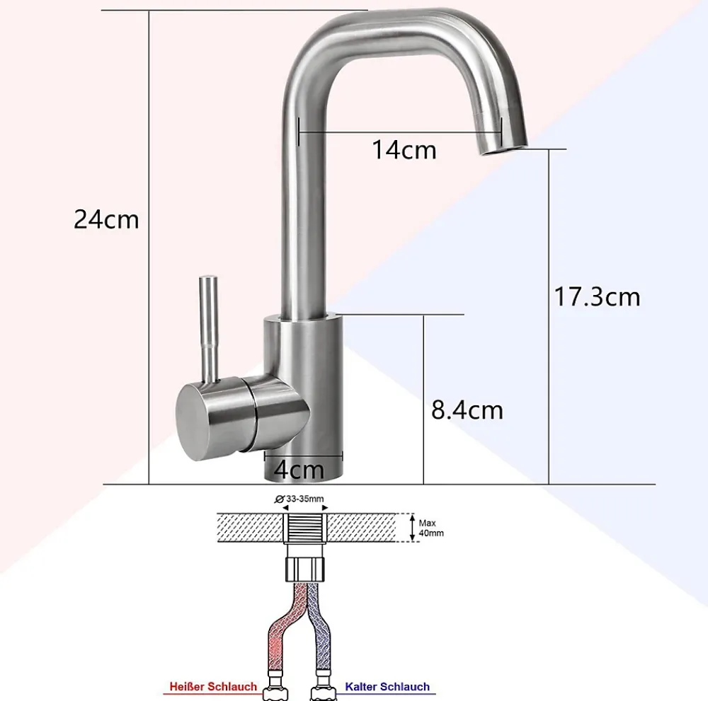 Robinet Lavabo Et Vasque|Nettlife robinet de cuisine robinet de lavabo de salle de bains robinet de salle de bains en acier inoxydable haute pression