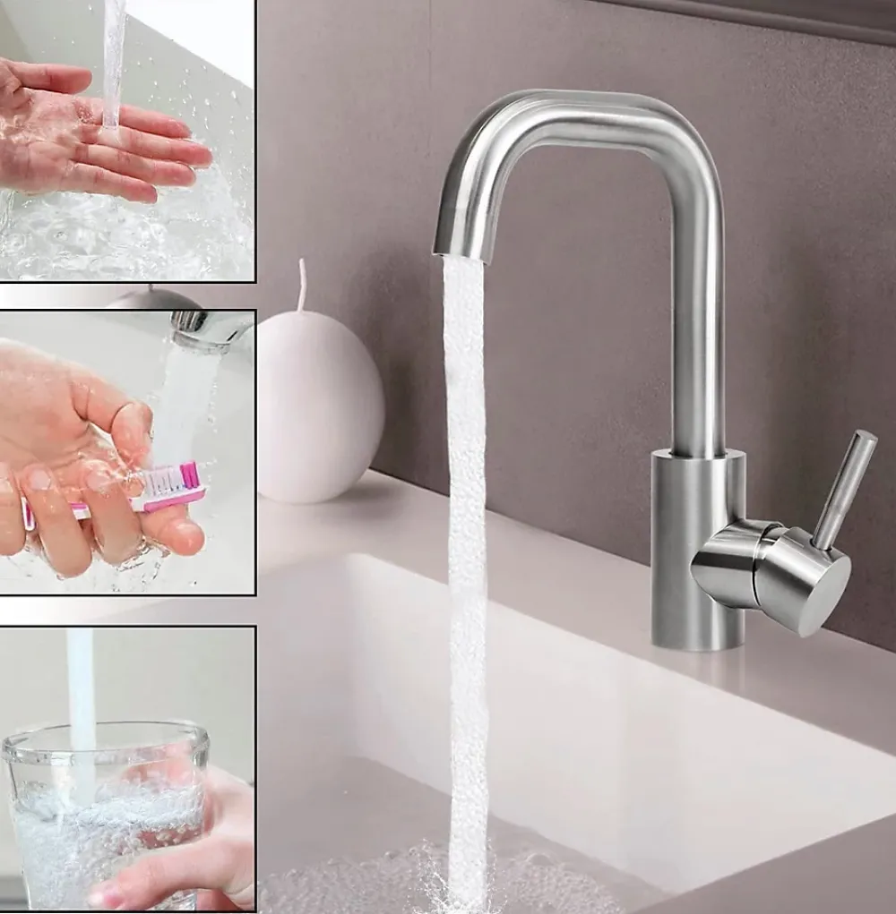 Robinet Lavabo Et Vasque|Nettlife robinet de cuisine robinet de lavabo de salle de bains robinet de salle de bains en acier inoxydable haute pression