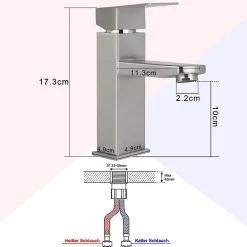 Nettlife robinet d'évier robinet chaud/froid robinet haute pression en acier inoxydable