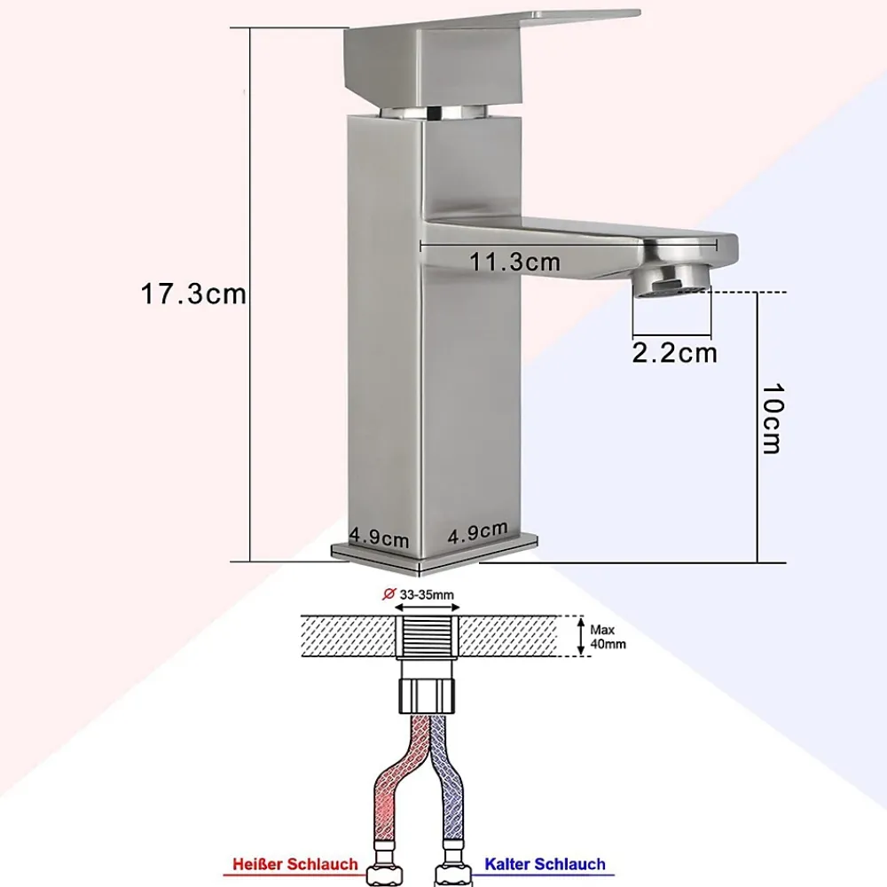 Nettlife robinet d'évier robinet chaud/froid robinet haute pression en acier inoxydable