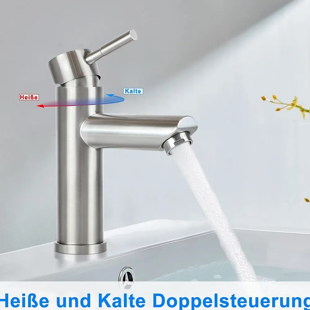 Robinet Lavabo Et Vasque|Nettlife robinet d'évier robinet chaud/froid robinet haute pression en acier inoxydable