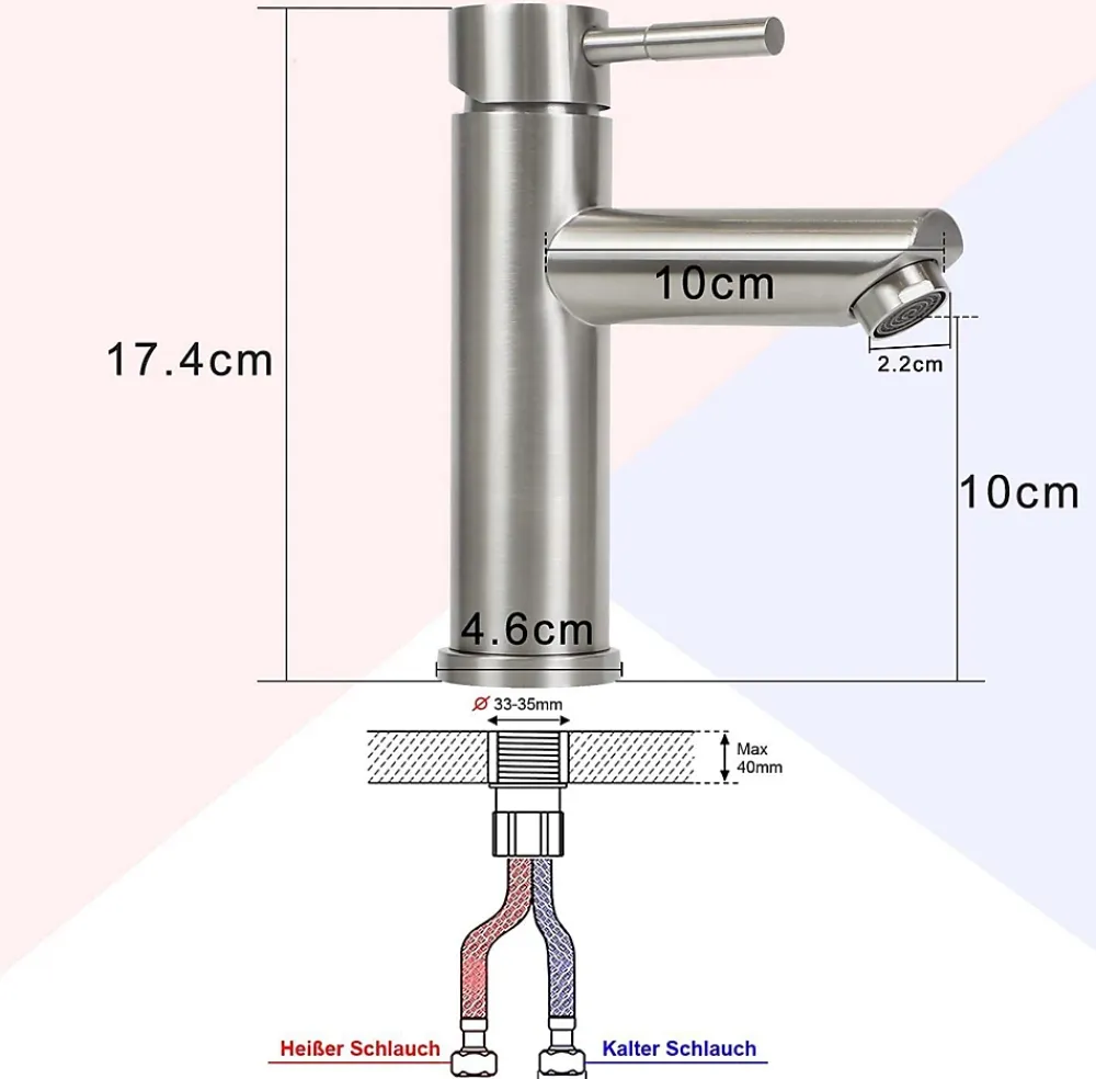 Robinet Lavabo Et Vasque|Nettlife robinet d'évier robinet chaud/froid robinet haute pression en acier inoxydable