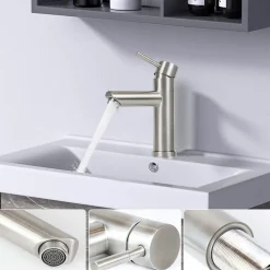 Robinet Lavabo Et Vasque|Nettlife robinet d'évier robinet chaud/froid robinet haute pression en acier inoxydable