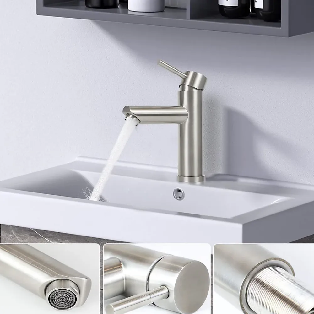 Robinet Lavabo Et Vasque|Nettlife robinet d'évier robinet chaud/froid robinet haute pression en acier inoxydable