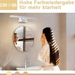 Miroir Grossissant Lumineux|Nettlife Spiegelleuchte Led 8W et Blanc Neutre et 4000K Moderne Chromé 40cm