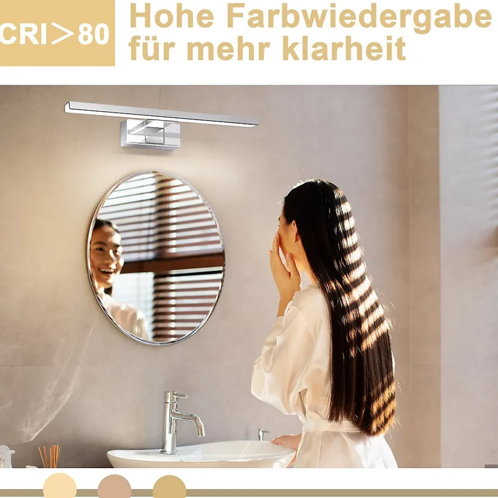 Miroir Grossissant Lumineux|Nettlife Spiegelleuchte Led 8W et Blanc Neutre et 4000K Moderne Chromé 40cm