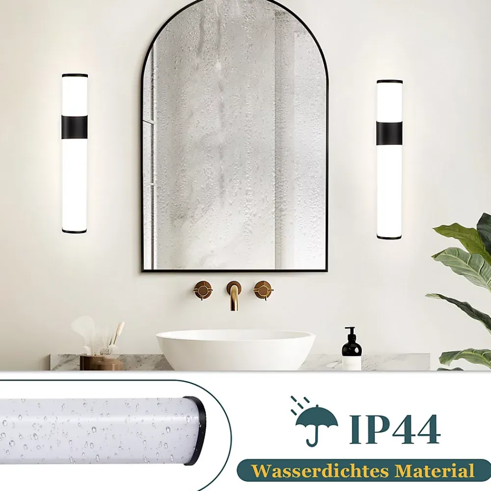Nettlife 6W 30CM LED Salle de Bain IP44 Blanc Neutre 4000K Lampe Miroir Noir Moderne