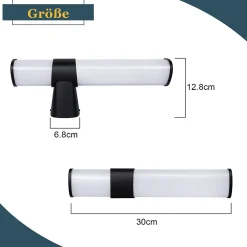 Nettlife 6W 30CM LED Salle de Bain IP44 Blanc Neutre 4000K Lampe Miroir Noir Moderne
