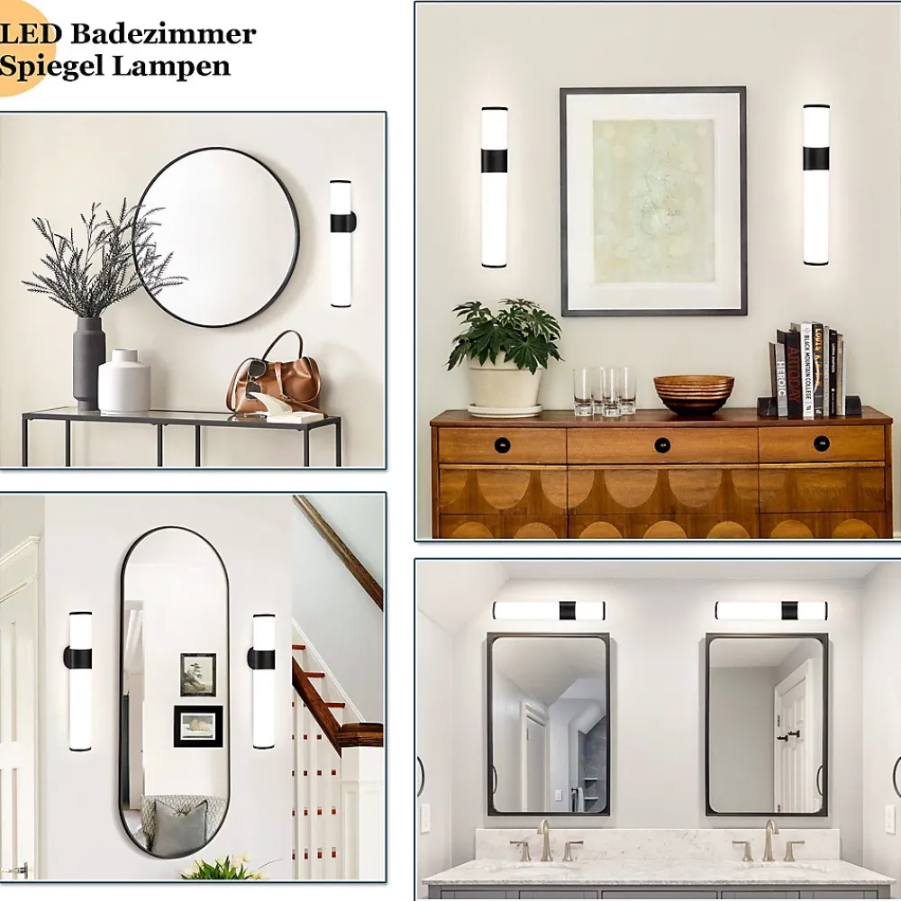 Nettlife 6W 30CM LED Salle de Bain IP44 Blanc Neutre 4000K Lampe Miroir Noir Moderne