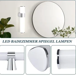 Miroir Grossissant Lumineux|Nettlife 6W 30CM LED Salle de Bain IP44 Blanc Neutre 4000K Lampe Miroir Chrome Moderne