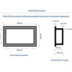 Niche De Salle De Bains|U-tile Niche de douche à carreler - format intérieur 40 x 20 cm - 9 cm de profondeur