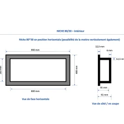 U-tile Niche de douche à carreler - format intérieur 80 x 30 cm - 5,5 cm de profondeur