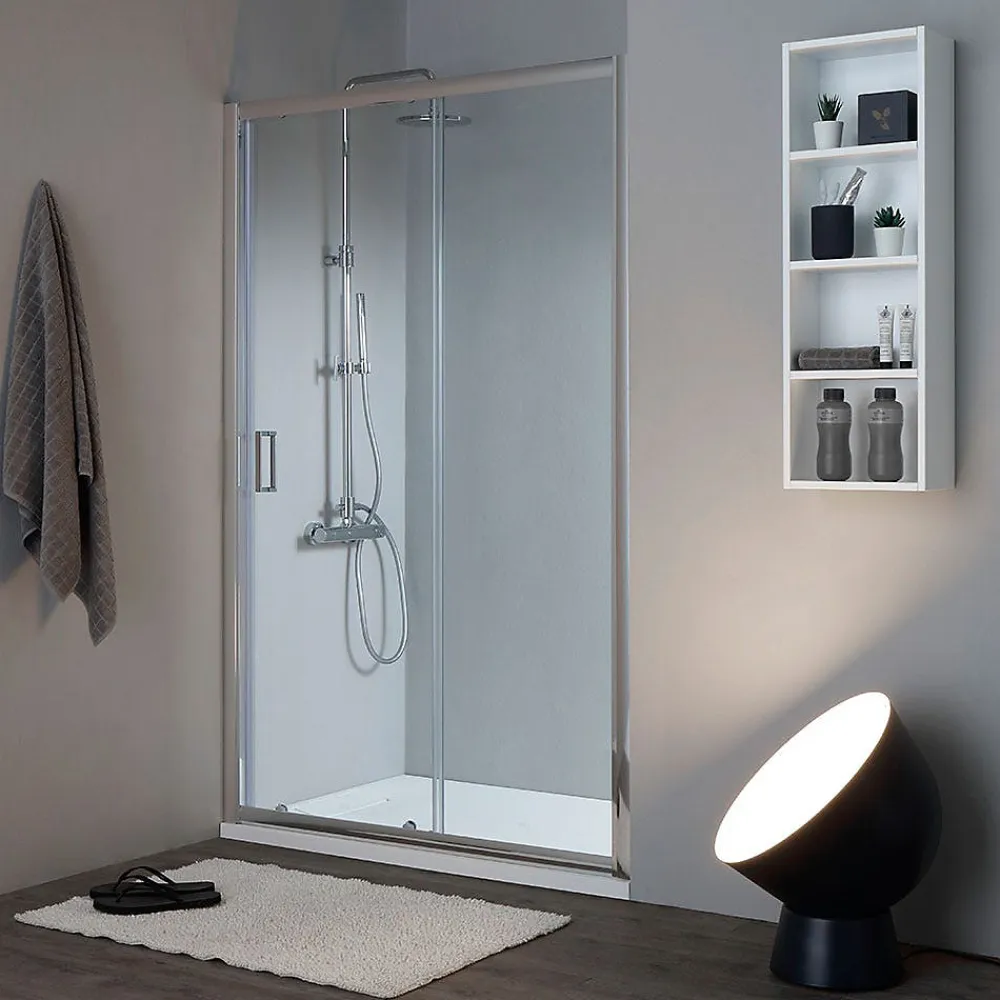 Kiamami Valentina Niche de douche avec porte coulissante 100 cm en verre 6 mm - new giada