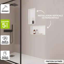 Niche De Salle De Bains|Italbox Niche de Douche Blanc Satiné - 30x60 cm - Rangement Mural Salle de Bain - NOOK
