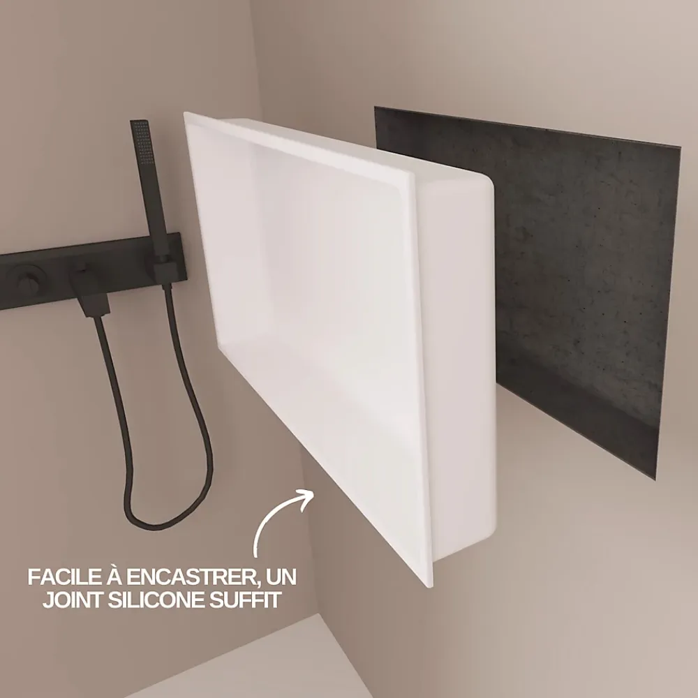 Niche De Salle De Bains|Italbox Niche de Douche Blanc Satiné - 30x60 cm - Rangement Mural Salle de Bain - NOOK