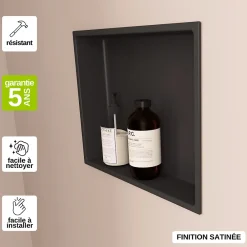 Italbox Niche de Douche Blanc Satiné - 30x30 cm - Rangement Mural Salle de Bain - NOOK