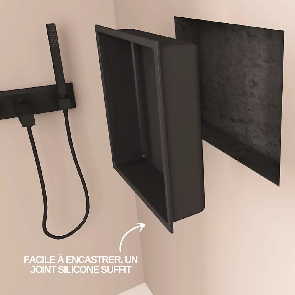 Italbox Niche de Douche Blanc Satiné - 30x30 cm - Rangement Mural Salle de Bain - NOOK