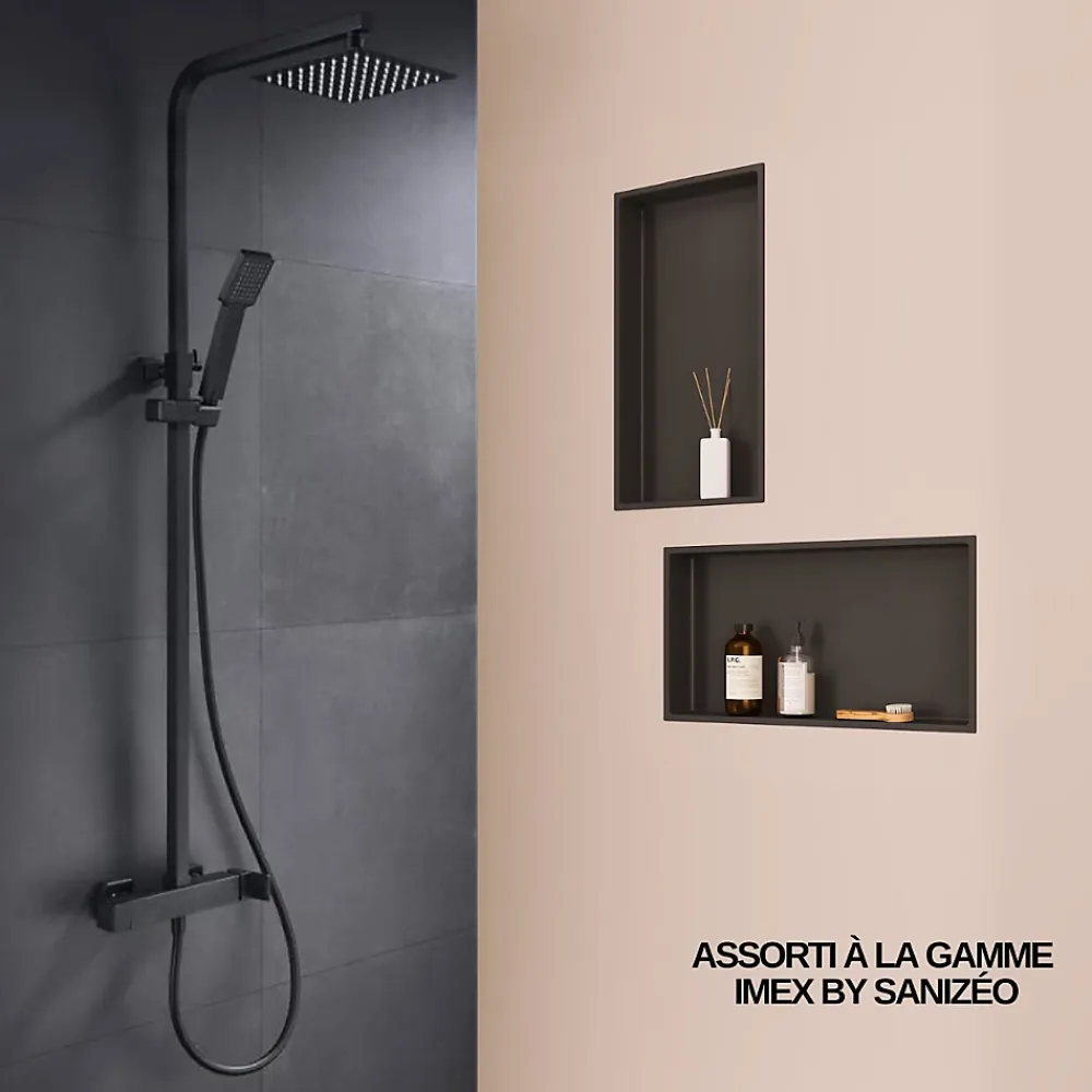 Italbox Niche de Douche Blanc Satiné - 30x30 cm - Rangement Mural Salle de Bain - NOOK