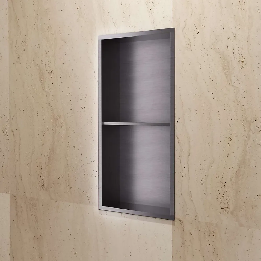 Niche De Salle De Bains|Ledimex Niche de Douche Mural 33 x 63 cm - Rangement Salle de Bain en finition Noir Métal - ARTIC