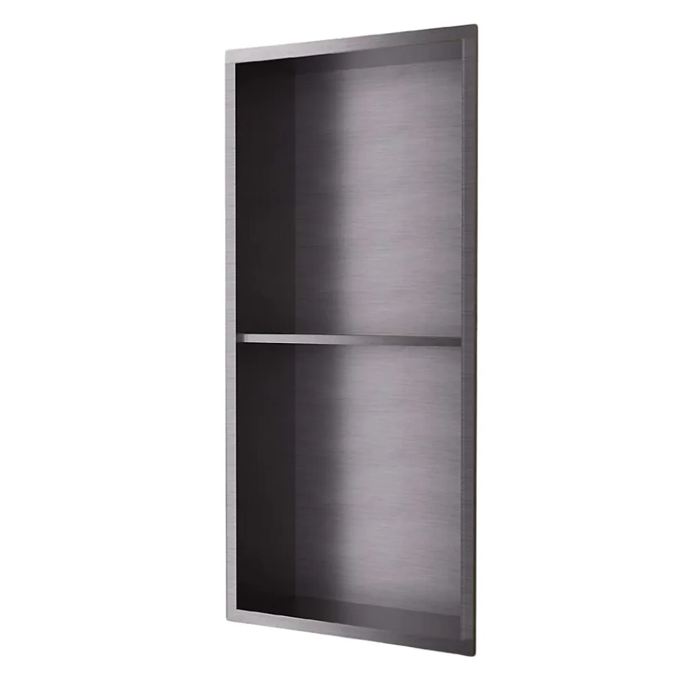 Niche De Salle De Bains|Ledimex Niche de Douche Mural 33 x 63 cm - Rangement Salle de Bain en finition Noir Métal - ARTIC