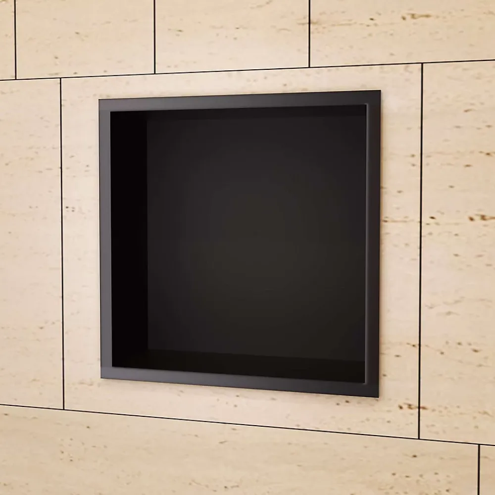 Ledimex Niche de Douche Mural 33 x 33 cm - Rangement Salle de Bain en finition Noir Mat - ATLANTIC