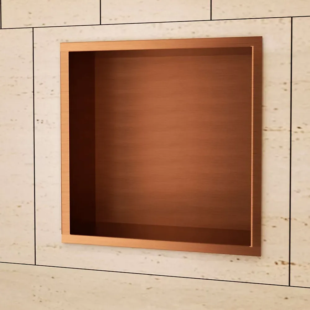 Ledimex Niche de Douche Mural 33 x 33 cm - Rangement Salle de Bain en finition Cuivré - ATLANTIC