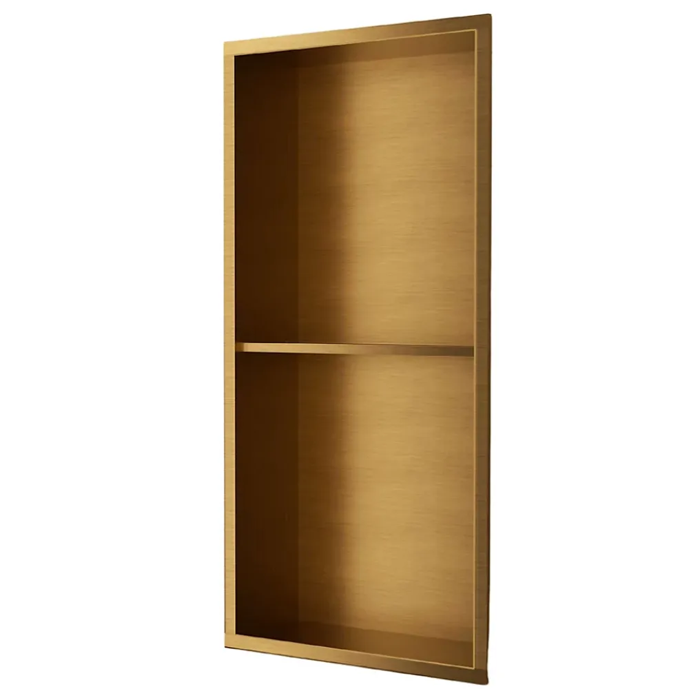 Niche De Salle De Bains|Ledimex Niche de Douche Mural 33 x 63 cm - Rangement Salle de Bain en finition Or Brossé - ARTIC
