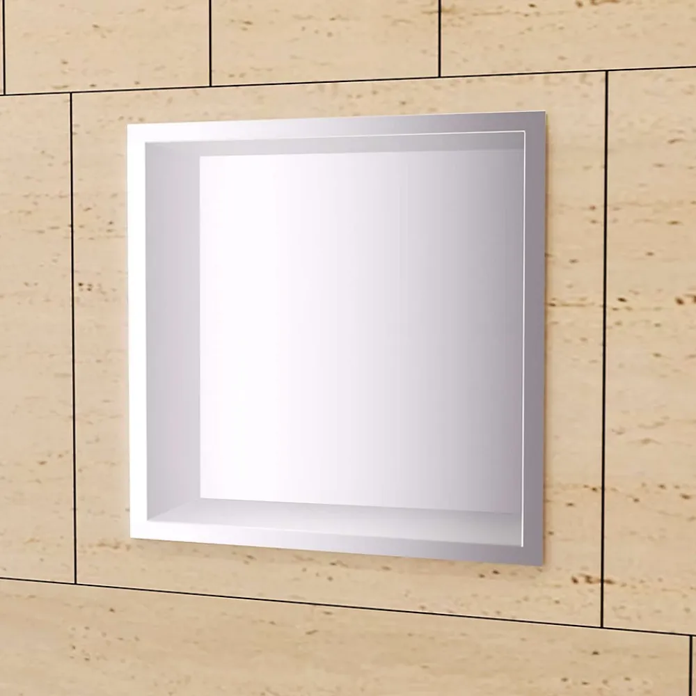 Niche De Salle De Bains|Ledimex Niche de Douche Mural 33 x 33 cm - Rangement Salle de Bain en finition Niquel Brossé - ATLANTIC