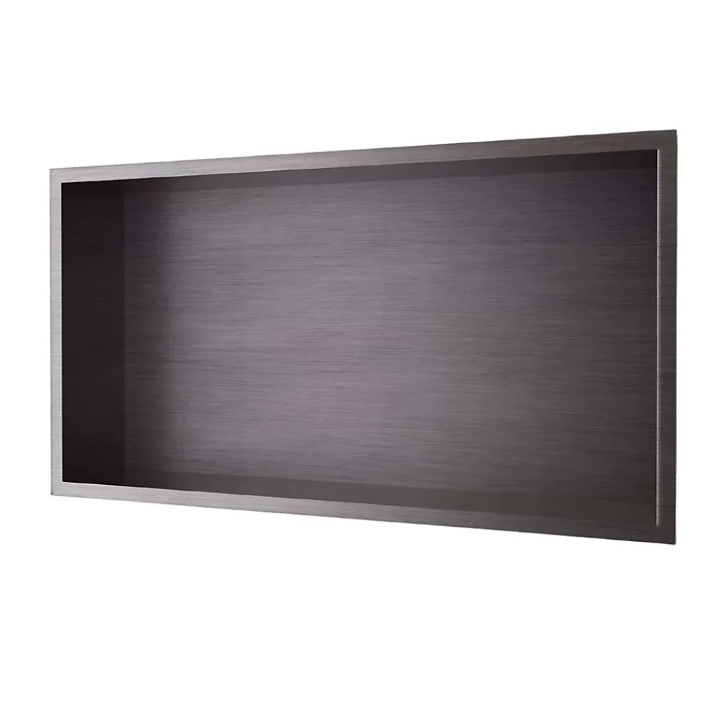 Ledimex Niche de Douche Mural 63 x 33 cm - Rangement Salle de Bain en finition Noir Métal - PACIFIC