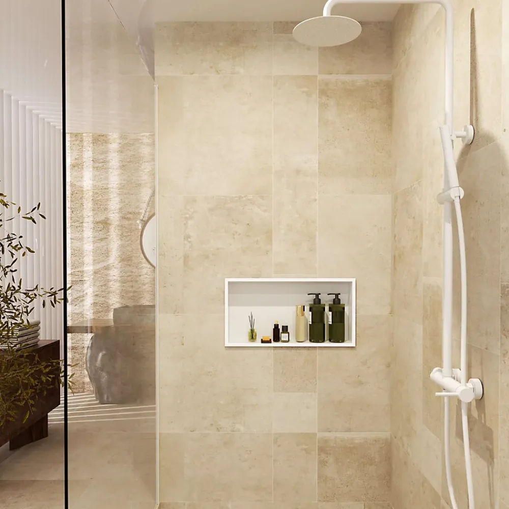 Ledimex Niche de Douche Mural 63 x 33 cm - Rangement Salle de Bain en finition Noir Métal - PACIFIC