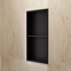 Niche De Salle De Bains|Ledimex Niche de Douche Mural 33 x 63 cm - Rangement Salle de Bain en finition Noir Mat - ARTIC