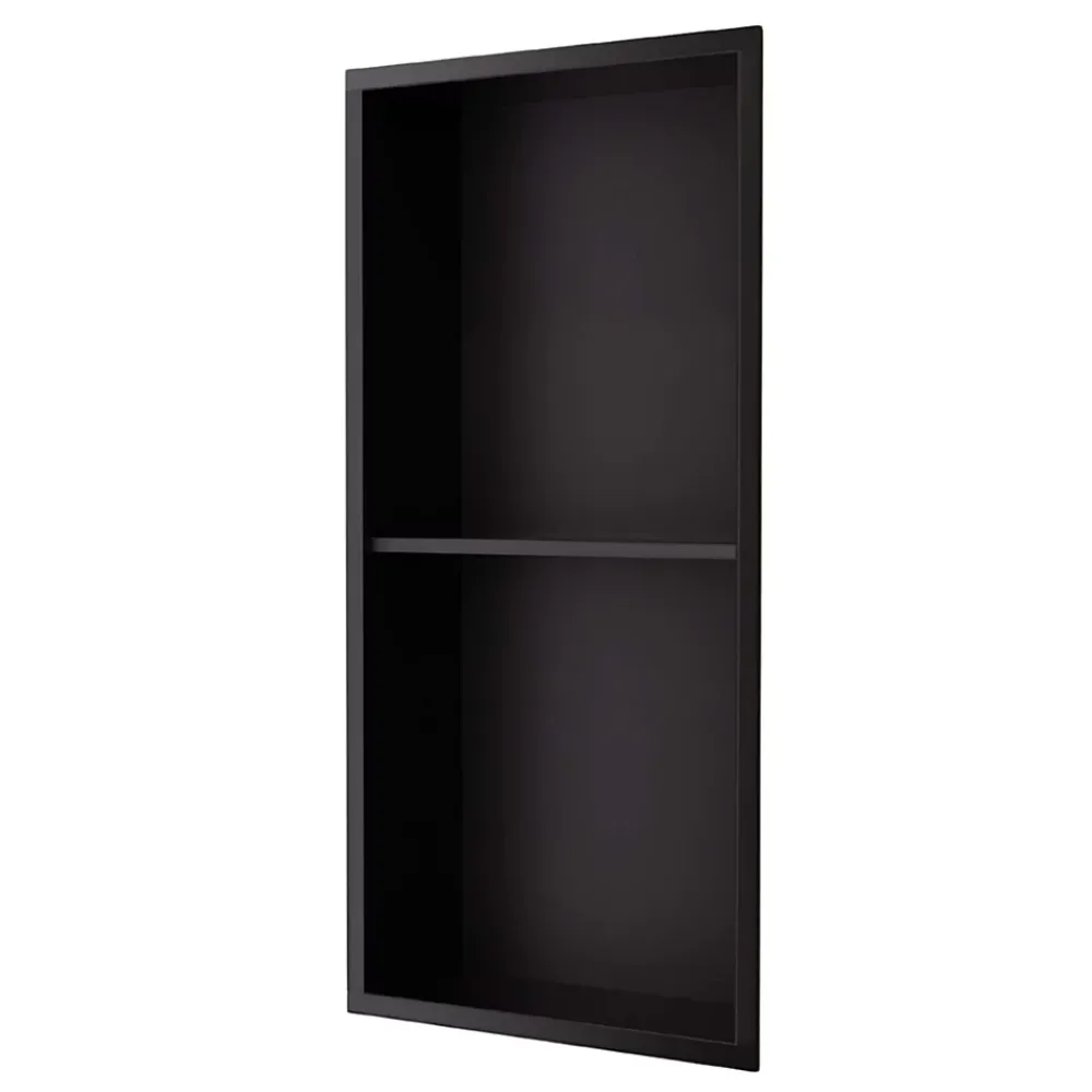 Niche De Salle De Bains|Ledimex Niche de Douche Mural 33 x 63 cm - Rangement Salle de Bain en finition Noir Mat - ARTIC