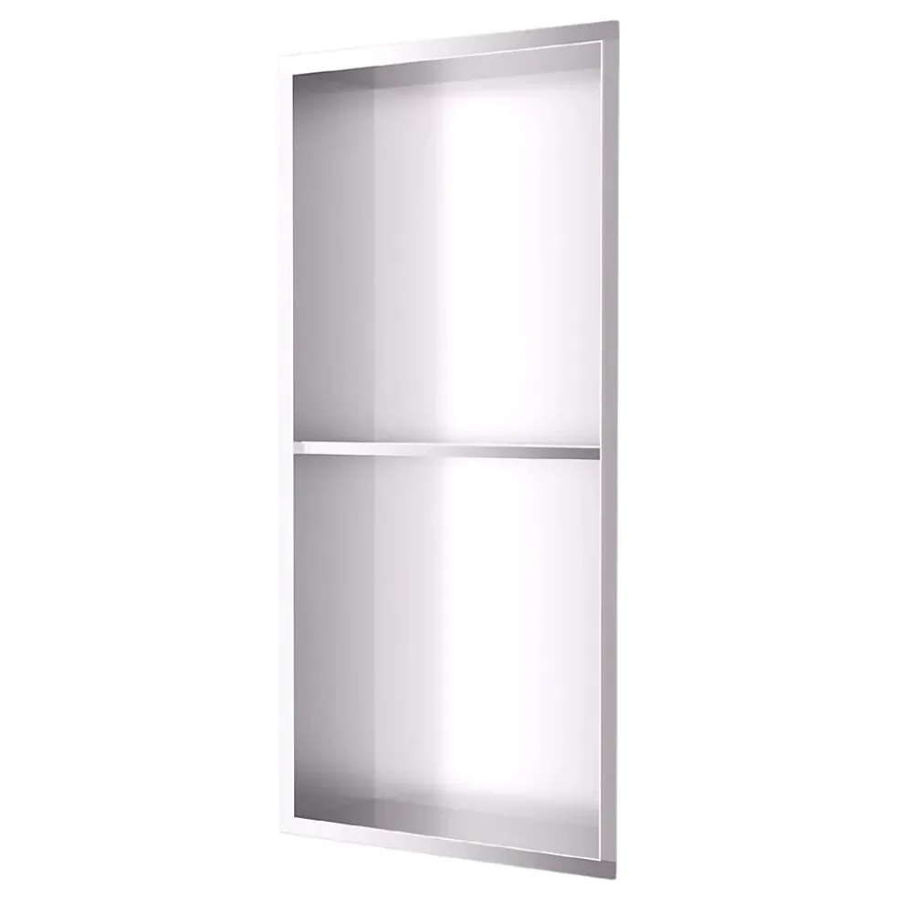 Ledimex Niche de Douche Mural 33 x 63 cm - Rangement Salle de Bain en finition Niquel Brossé - ARTIC