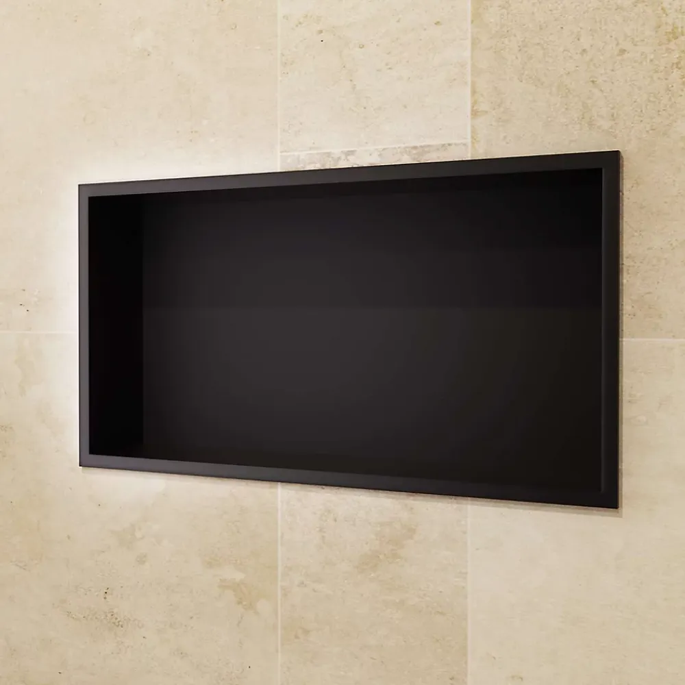 Niche De Salle De Bains|Ledimex Niche de Douche Mural 63 x 33 cm - Rangement Salle de Bain en finition Noir Mat - PACIFIC