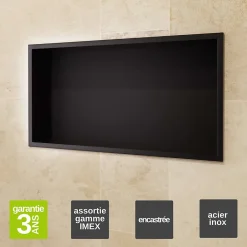 Niche De Salle De Bains|Ledimex Niche de Douche Mural 63 x 33 cm - Rangement Salle de Bain en finition Noir Mat - PACIFIC