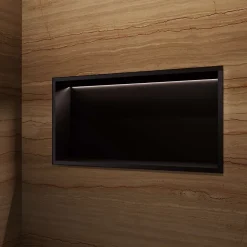 Ledimex Niche de Douche Mural Éclairage Led 63 x 33 cm - Rangement Salle de Bain en finition Noir Mat - OCEANIC