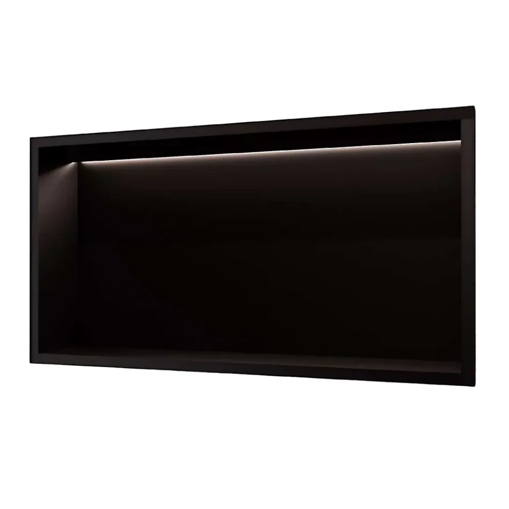 Ledimex Niche de Douche Mural Éclairage Led 63 x 33 cm - Rangement Salle de Bain en finition Noir Mat - OCEANIC