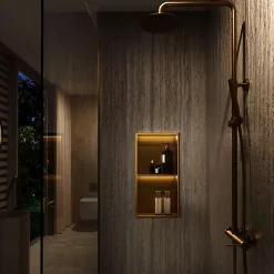 Niche De Salle De Bains|Ledimex Niche de Douche Mural Éclairage Led 33 x 63 cm - Rangement Salle de Bain en finition Blanc Satiné - MARSHALL